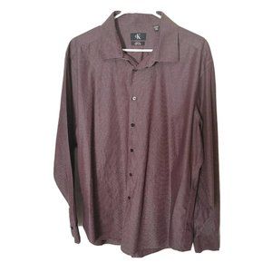 Calvin Klein Men's Long Sleeve Slim Fit Button Down Solid Shirt, Sz 17.5 XL